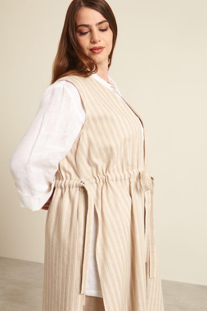 Gilet lungo in cotone e lino Fashion Market - 3