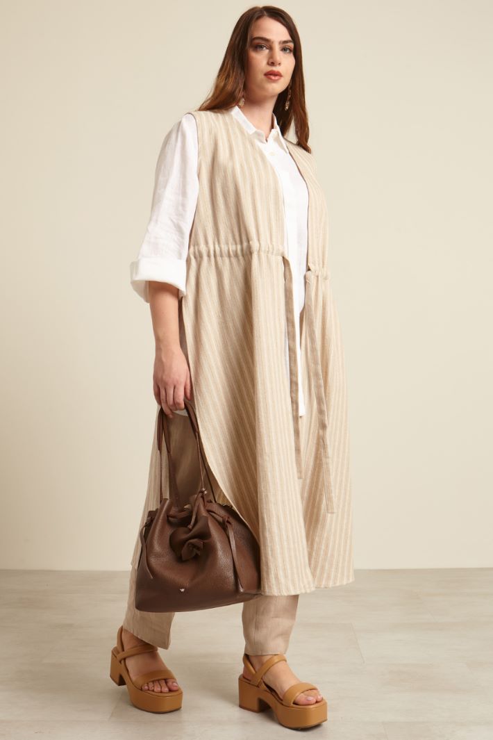 Gilet lungo in cotone e lino Fashion Market