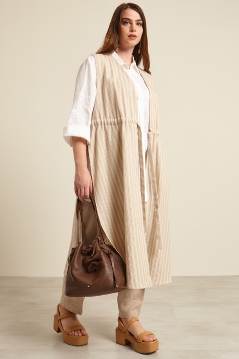 Gilet lungo in cotone e lino Fashion Market