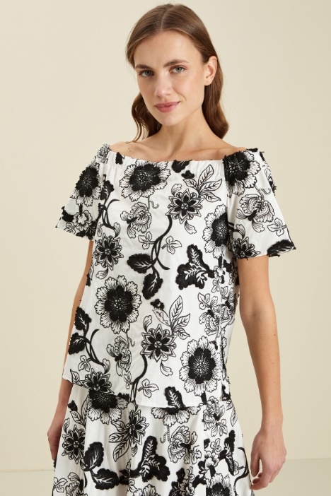 Top in cotone ricamato - Fashion Market
