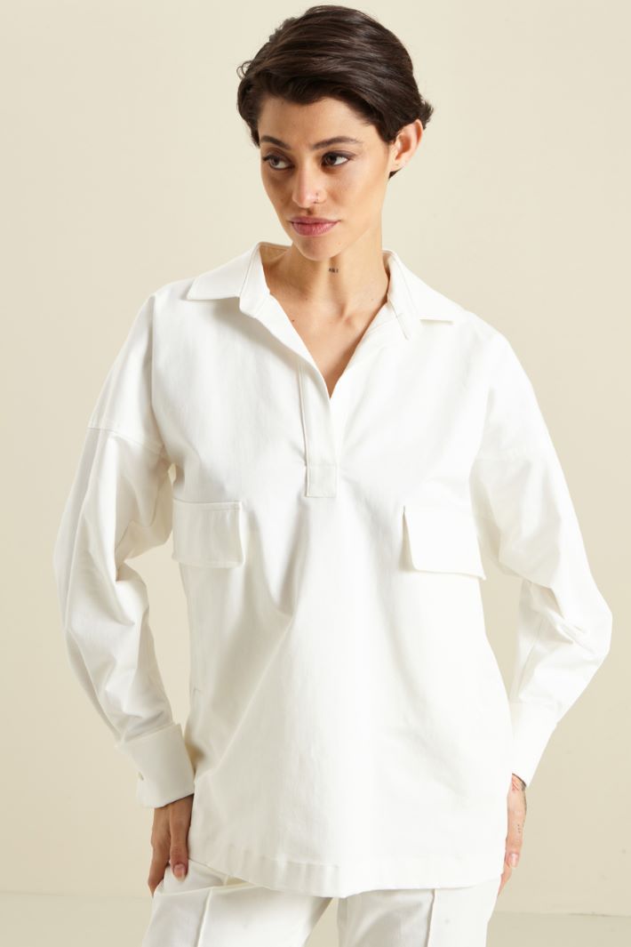 Casacca in gabardina di cotone - LATTE - Fashion Market - 2