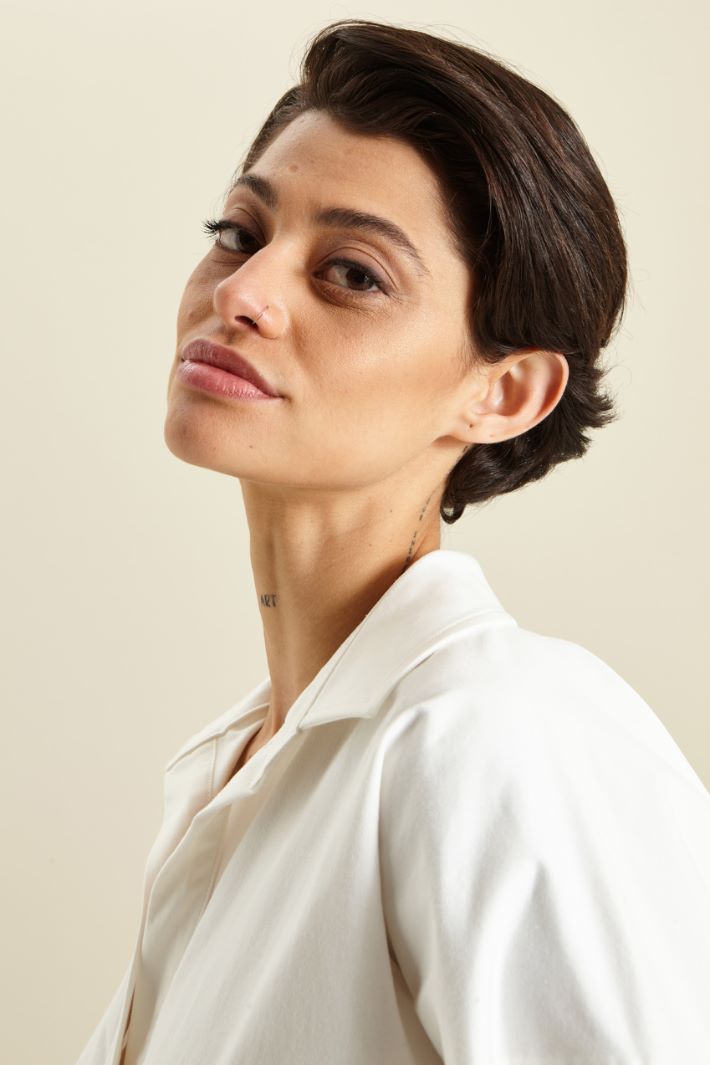 Casacca in gabardina di cotone - LATTE - Fashion Market - 3