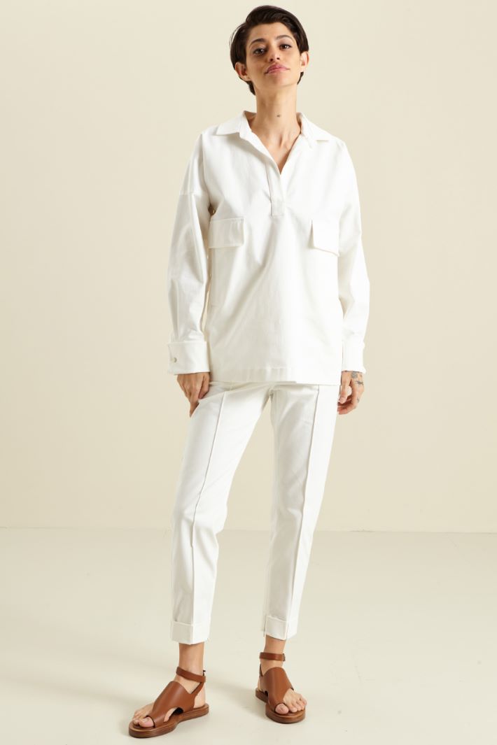 Casacca in gabardina di cotone - LATTE - Fashion Market