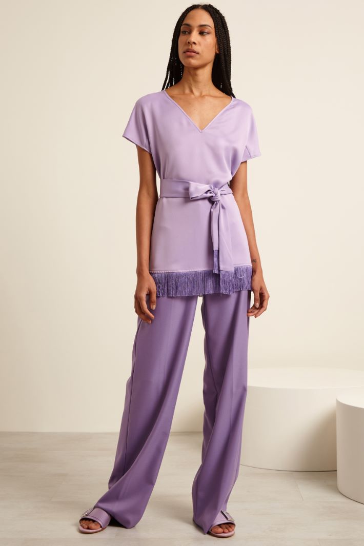 Casacca con frange  - LAVANDA - Fashion Market