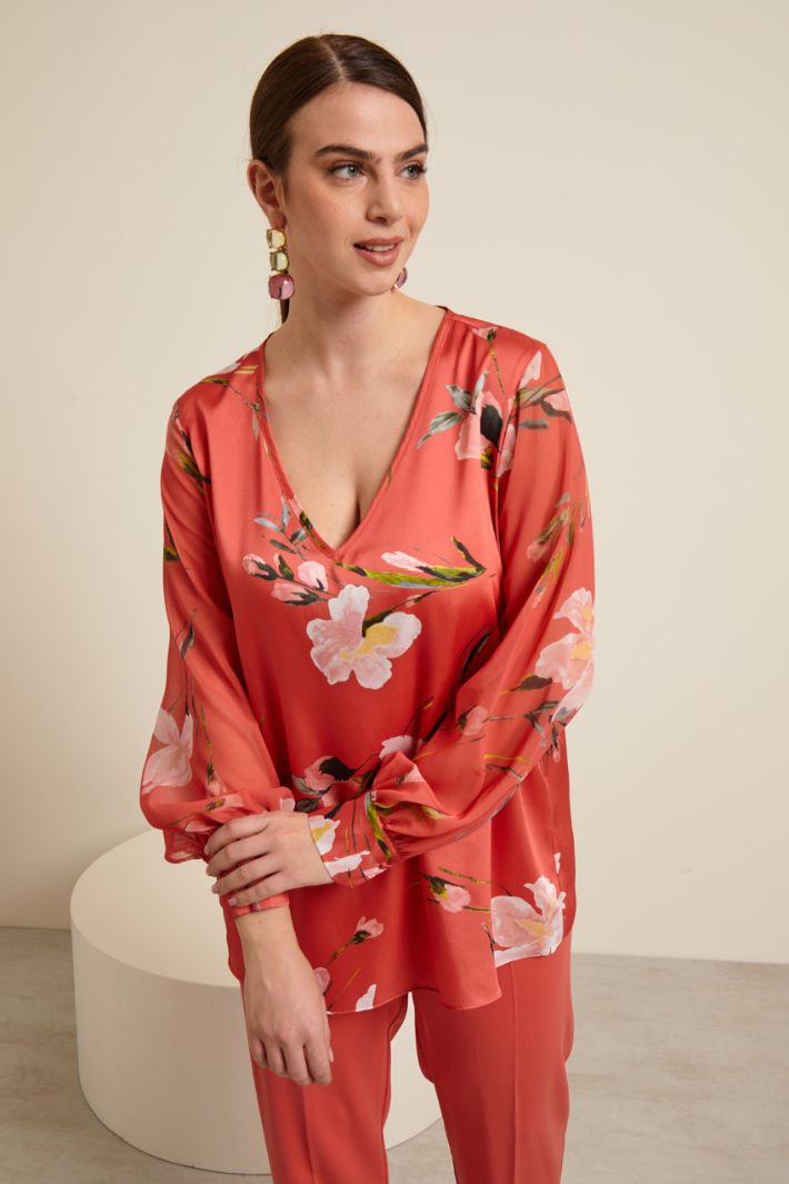 Blusa in twill e georgette Fashion Market - 2