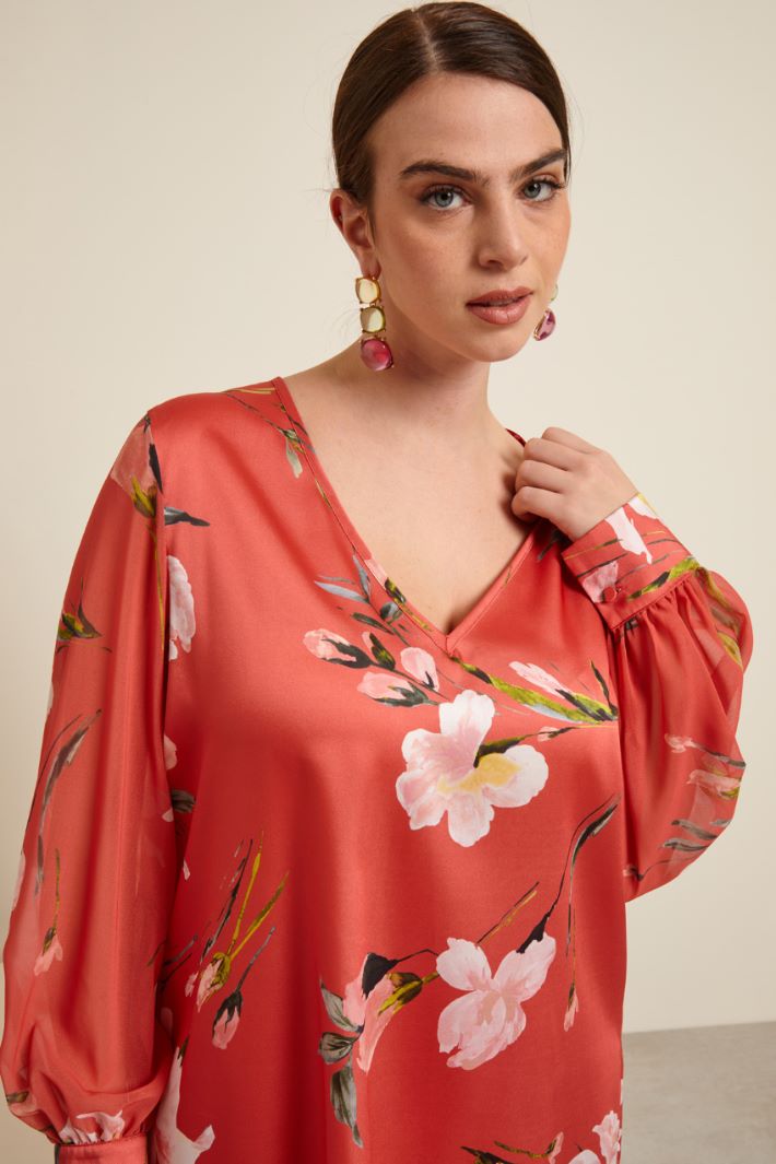 Blusa in twill e georgette Fashion Market - 3