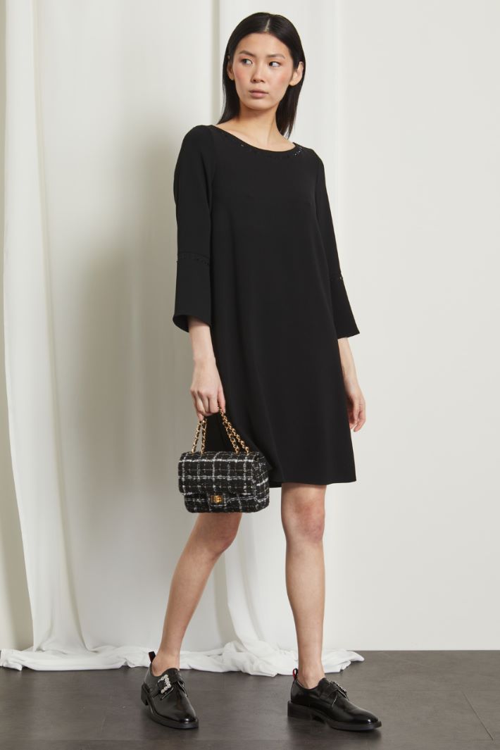 Abito con profili di strass - NERO - Fashion Market
