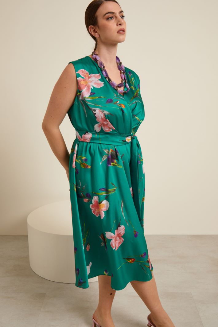 Abito in twill stampato - VERDE ROSA - Fashion Market - 2