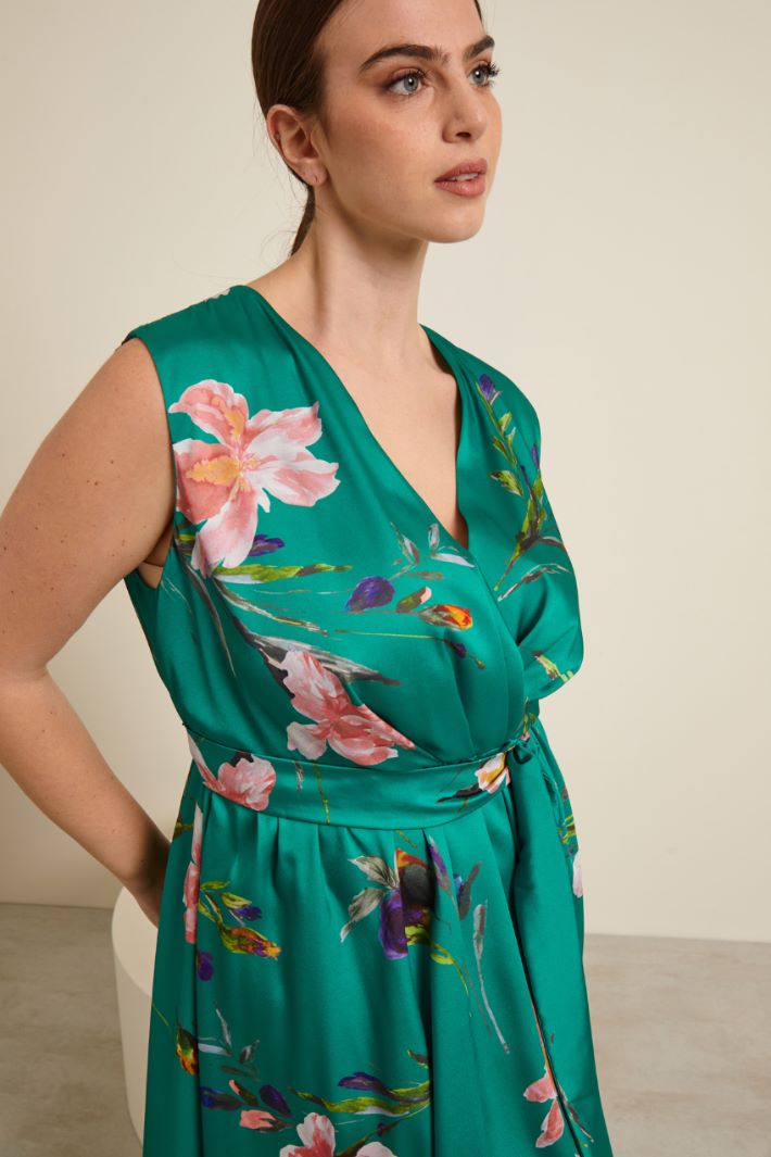 Abito in twill stampato - VERDE ROSA - Fashion Market - 3