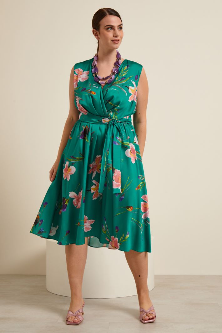 Abito in twill stampato - VERDE ROSA - Fashion Market