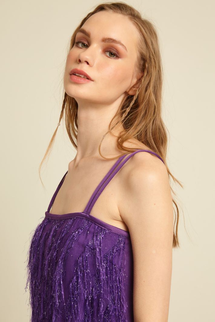 Abito in satin con frange Fashion Market - 3
