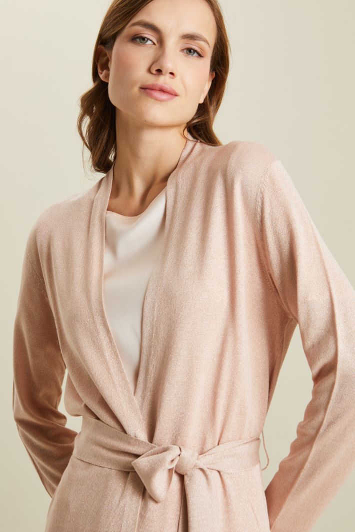 Cardigan in viscosa lamè - CIPRIA ORO - Fashion Market - 3