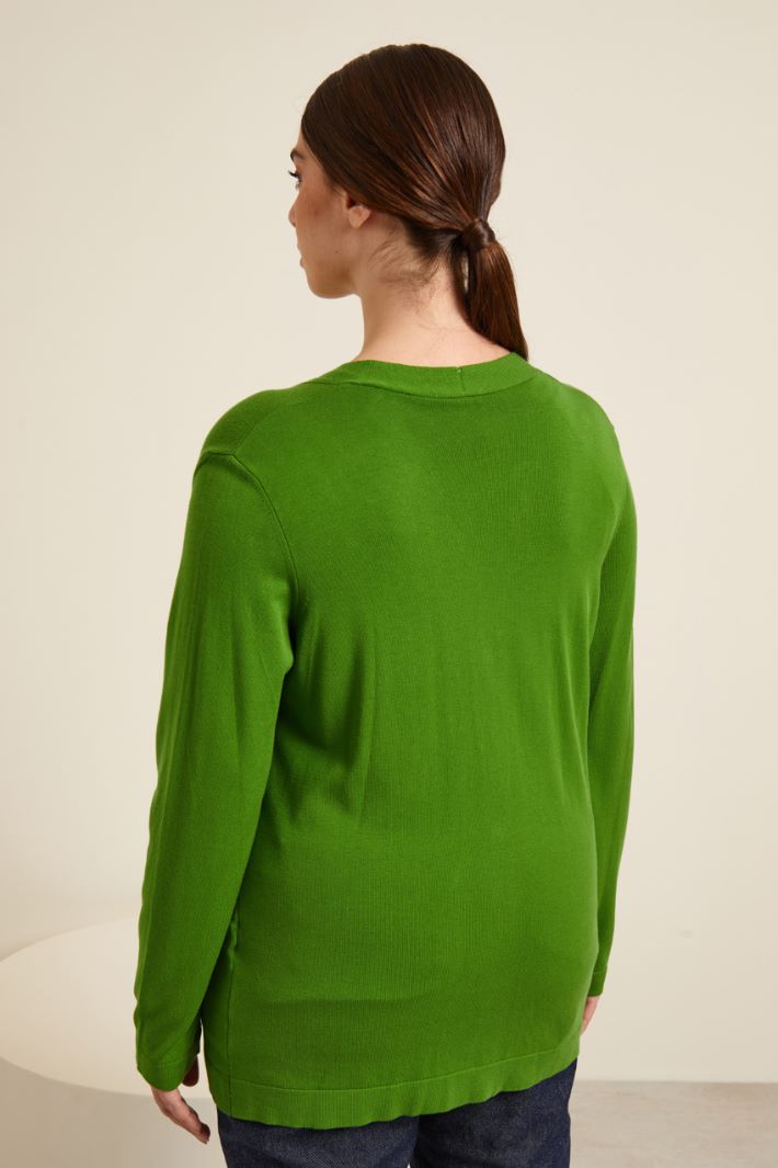 Cardigan in viscosa stretch - VERDE PRATO - Fashion Market - 4