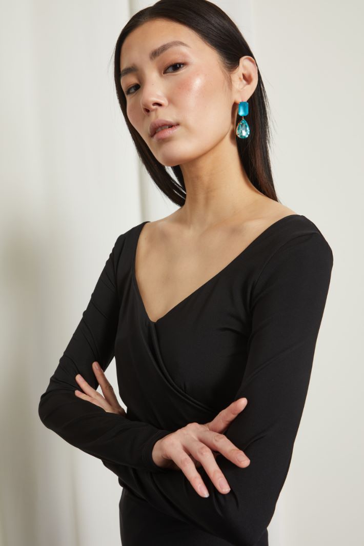 Abito in jersey tecnico - NERO - Fashion Market - 3