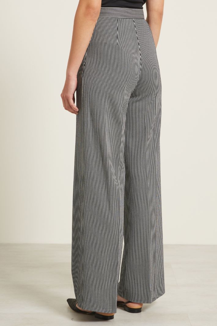 Pantaloni a palazzo jacquard - NERO BIANCO - Fashion Market - 4
