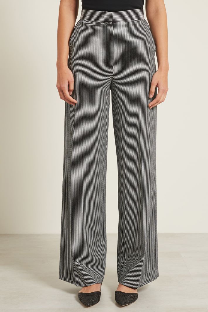 Pantaloni a palazzo jacquard - NERO BIANCO - Fashion Market - 2