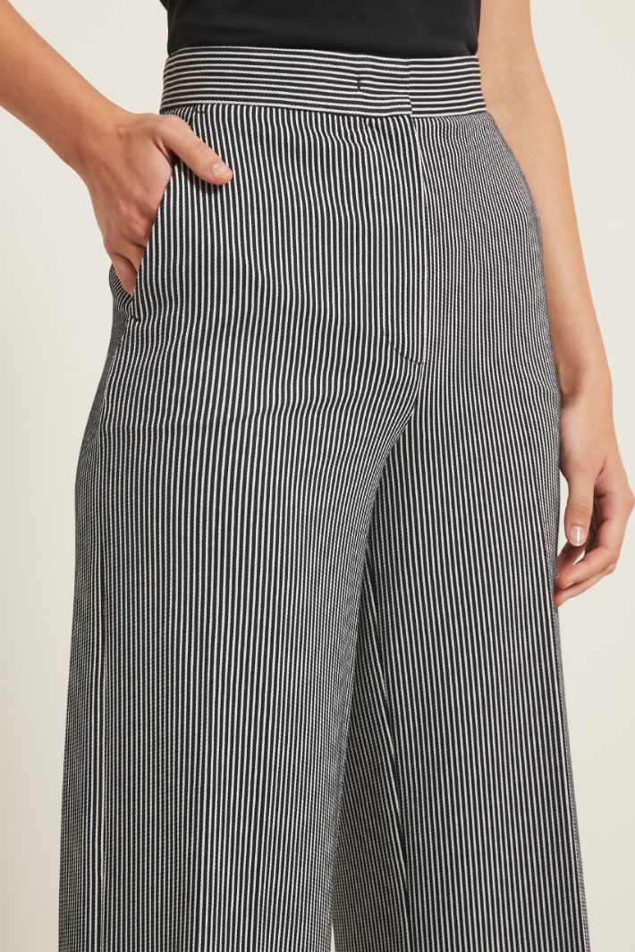 Pantaloni a palazzo jacquard - NERO BIANCO - Fashion Market - 3