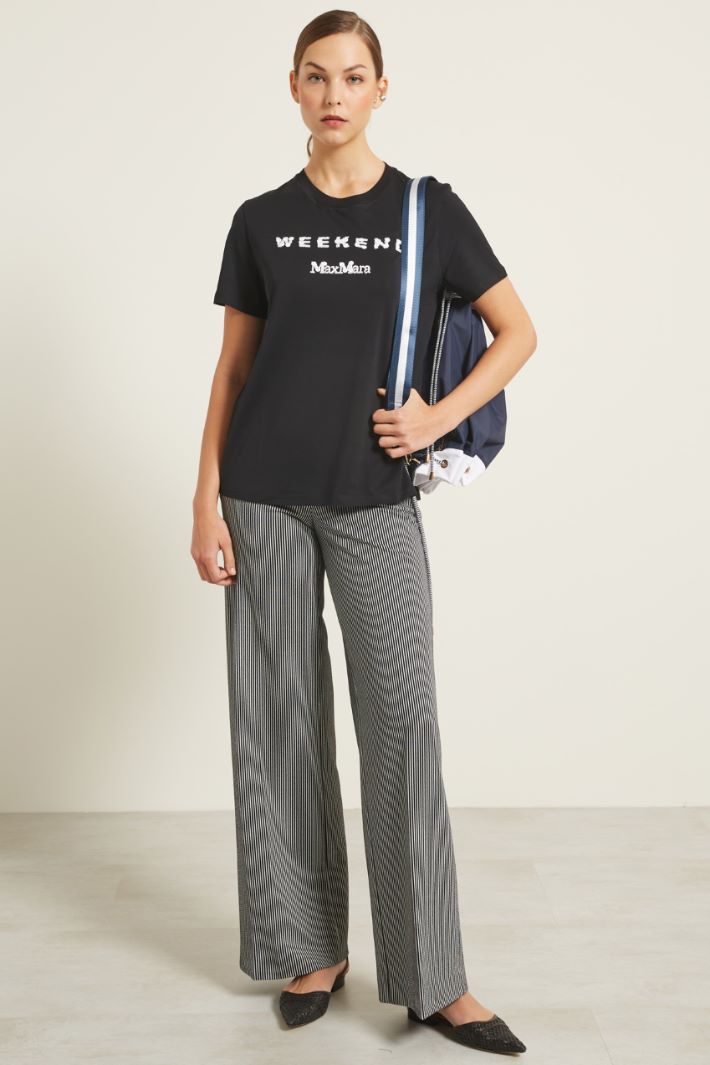 Pantaloni a palazzo jacquard - NERO BIANCO - Fashion Market