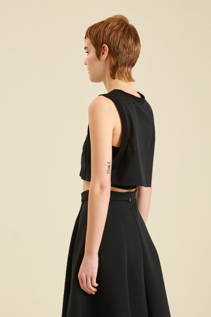 Top in jersey a rete - NERO - Fashion Market - 3