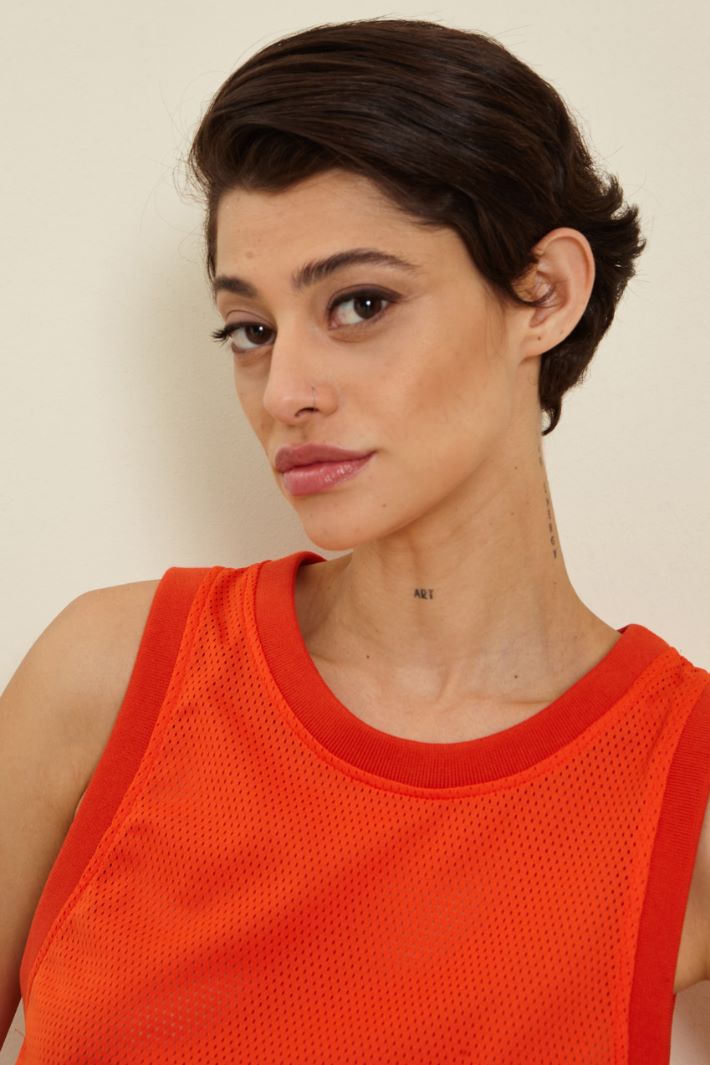 Top in jersey a rete - MANDARINO - Fashion Market - 3