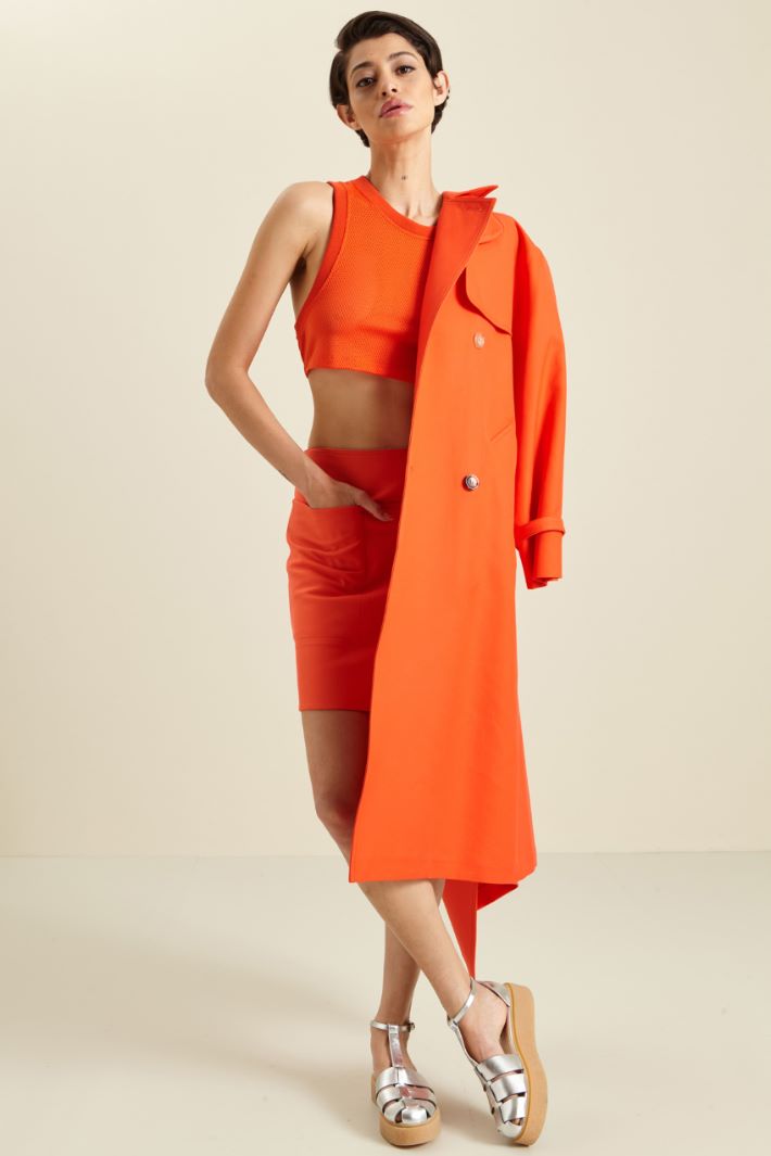 Top in jersey a rete - MANDARINO - Fashion Market