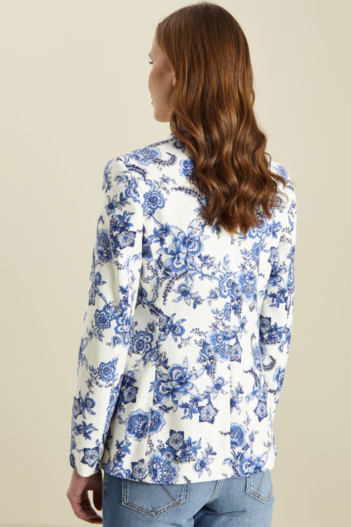 Blazer in stuoia di cotone - BIANCO BLUETTE - Fashion Market - 4