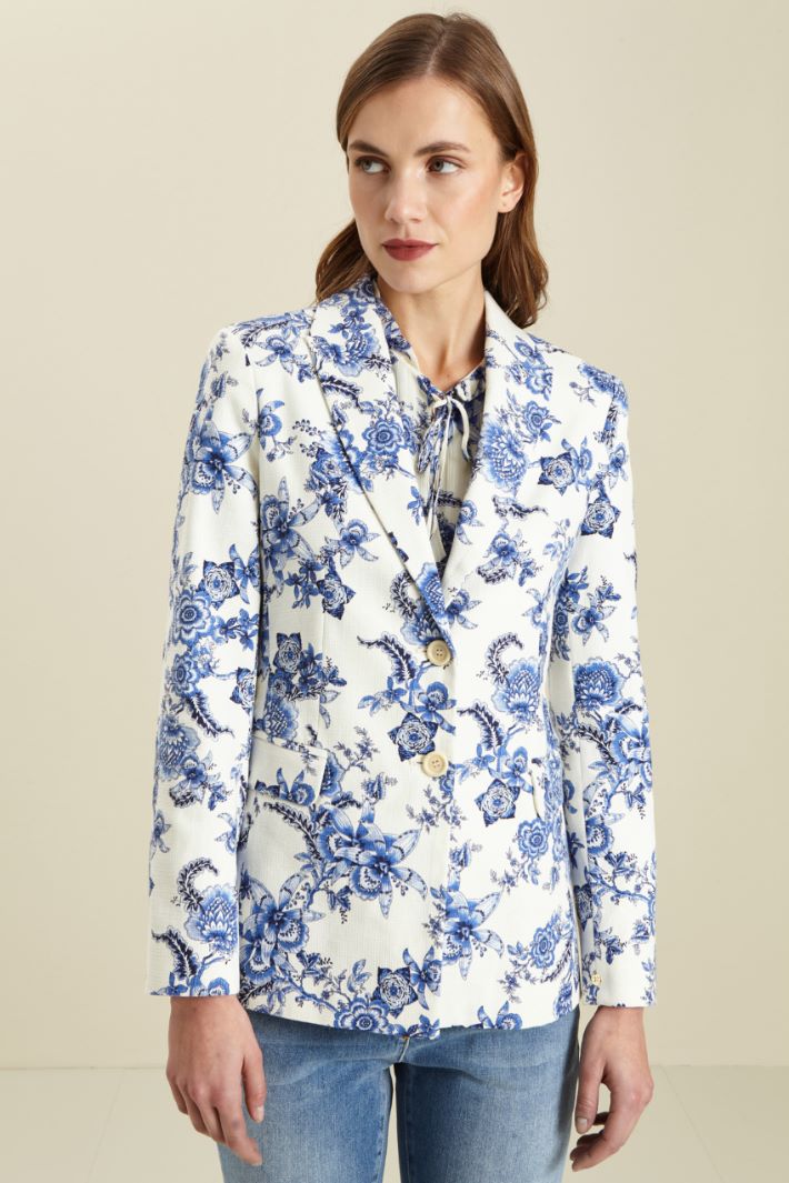 Blazer in stuoia di cotone - BIANCO BLUETTE - Fashion Market - 2