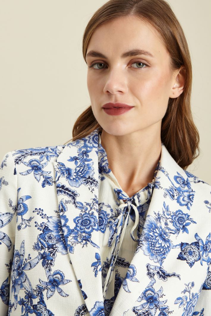 Blazer in stuoia di cotone - BIANCO BLUETTE - Fashion Market - 3