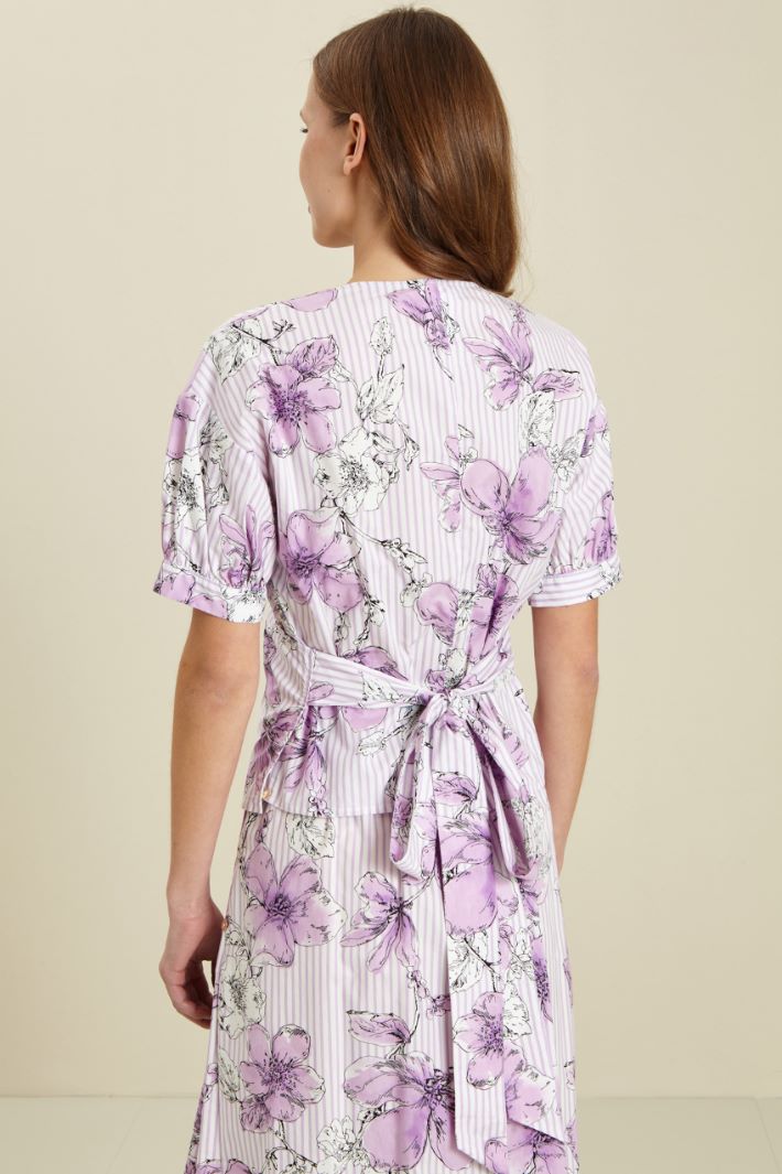 Casacca in cotone stampato - LILLA BIANCO - Fashion Market - 4