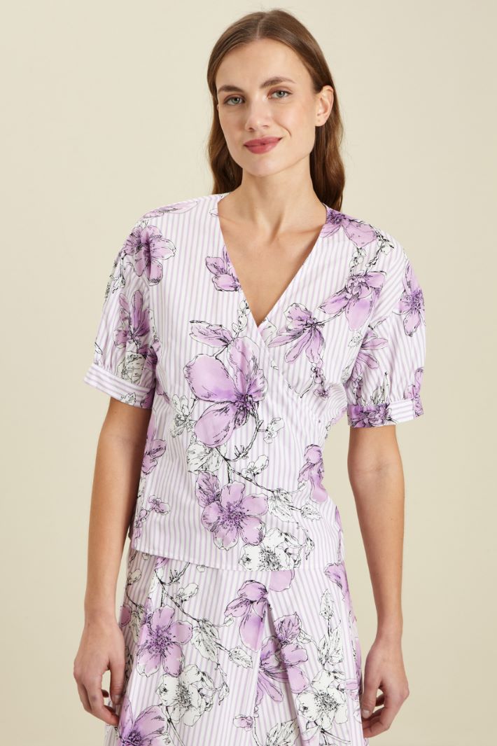 Casacca in cotone stampato - LILLA BIANCO - Fashion Market - 2