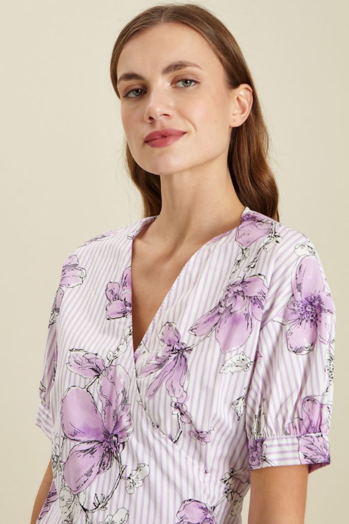 Casacca in cotone stampato - LILLA BIANCO - Fashion Market - 3