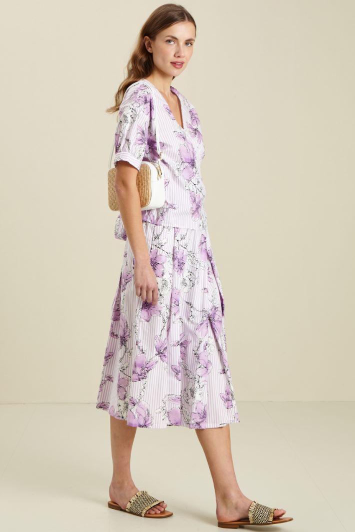 Casacca in cotone stampato - LILLA BIANCO - Fashion Market
