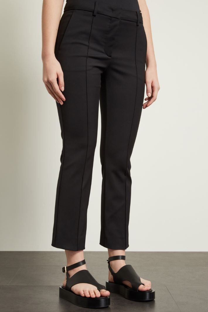 Pantalone mini flare in cotone - NERO - Fashion Market - 2