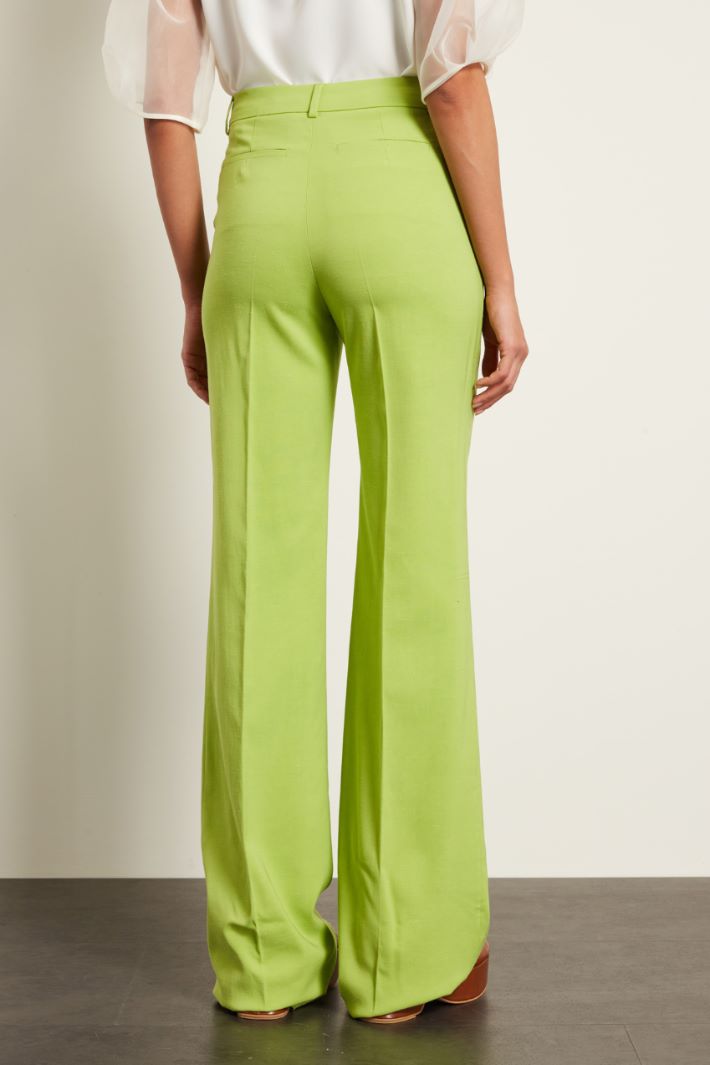 Pantalone a palazzo in viscosa - VERDE ACIDO - Fashion Market - 4
