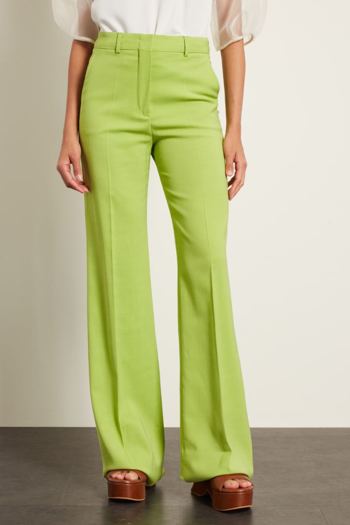 Pantalone a palazzo in viscosa - VERDE ACIDO - Fashion Market - 2