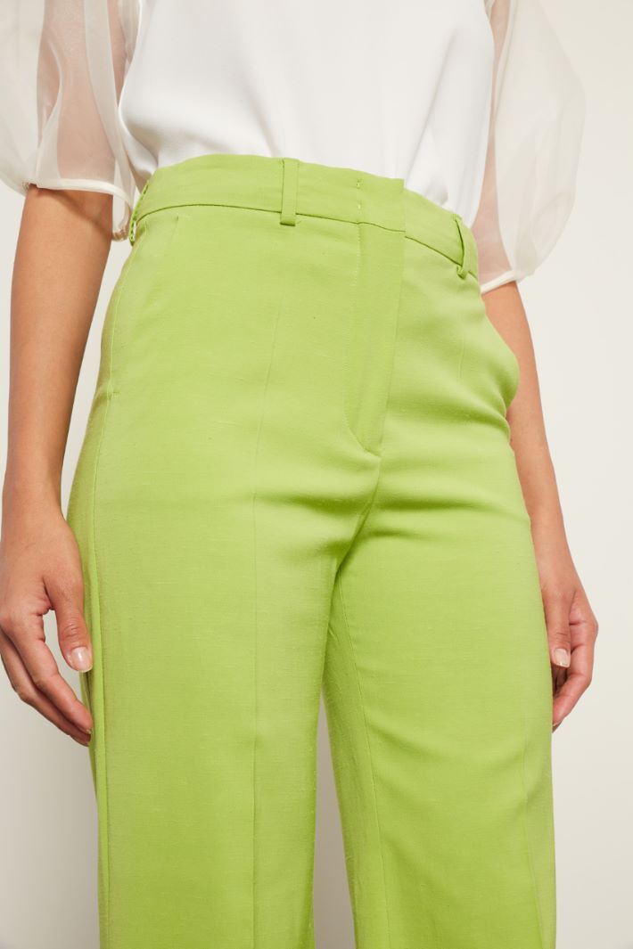 Pantalone a palazzo in viscosa - VERDE ACIDO - Fashion Market - 3