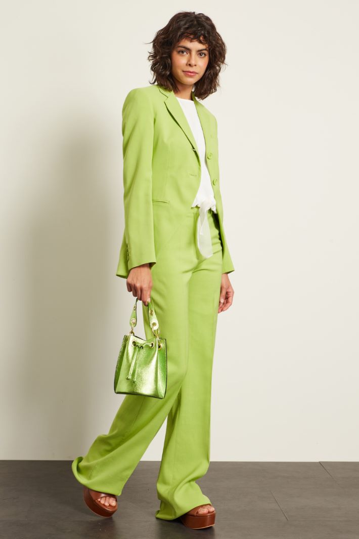 Pantalone a palazzo in viscosa - VERDE ACIDO - Fashion Market