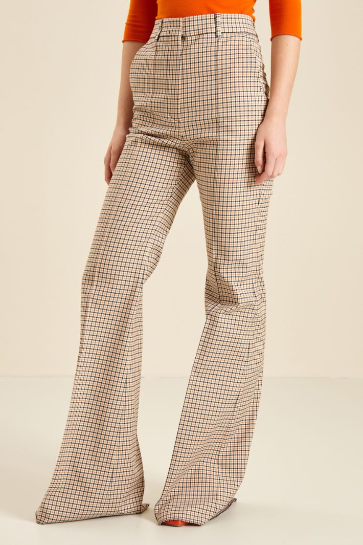 Pantalone flare a vita alta - BEIGE CARAMELLO NERO - Fashion Market - 2