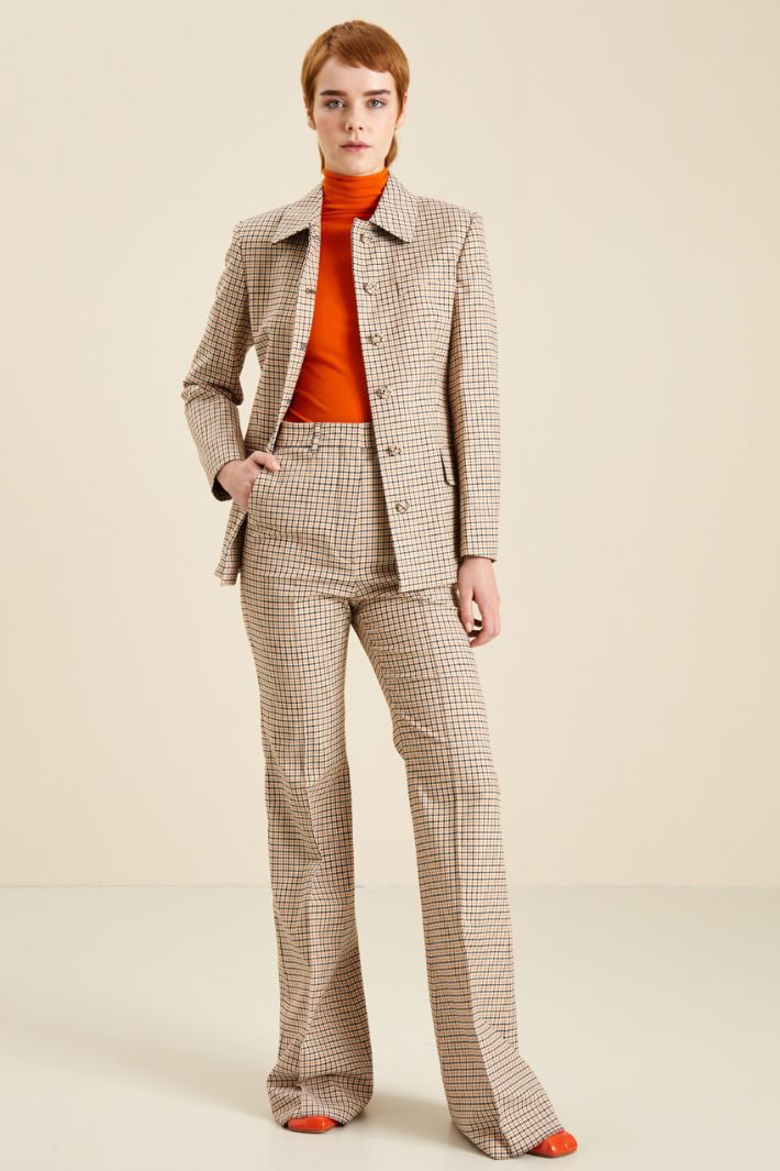 Pantalone flare a vita alta - BEIGE CARAMELLO NERO - Fashion Market