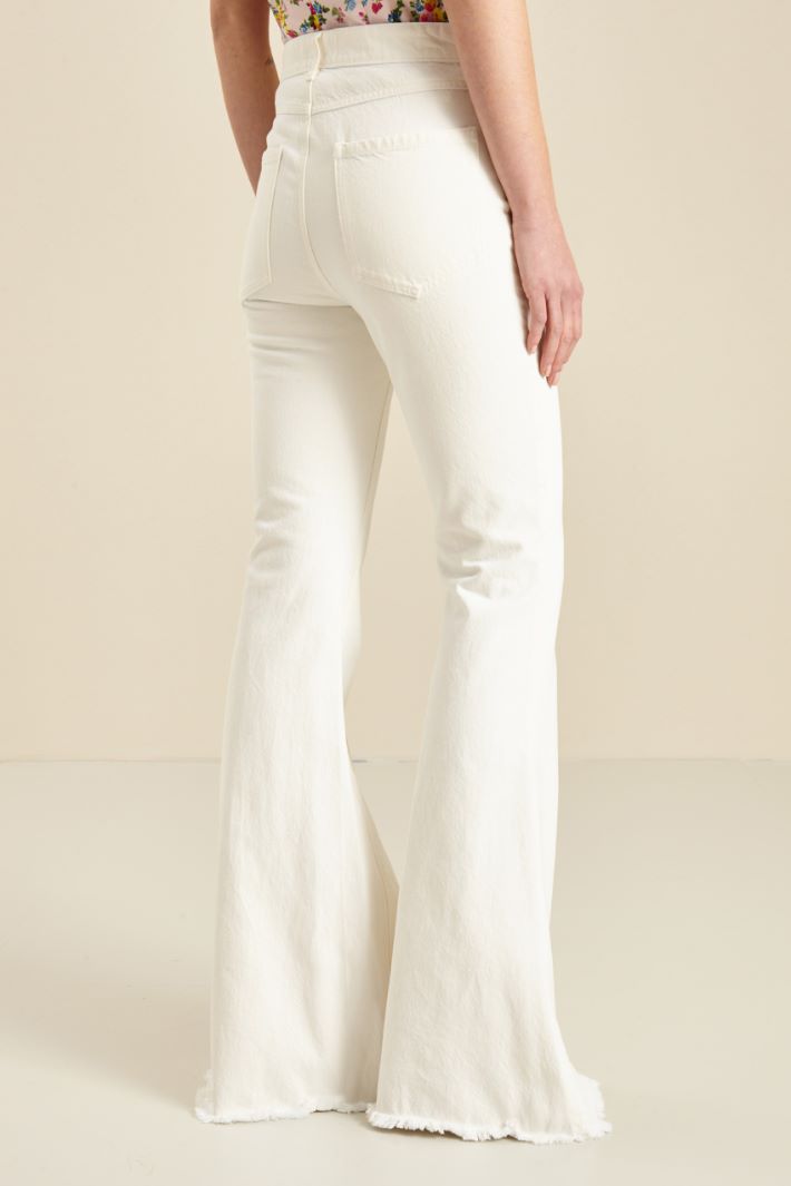 Pantaloni in bull di cotone - BIANCO - Fashion Market - 4