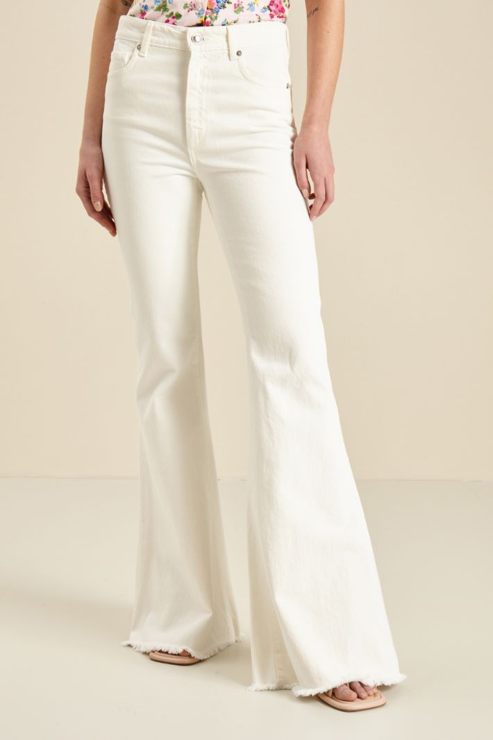Pantaloni in bull di cotone - BIANCO - Fashion Market - 2