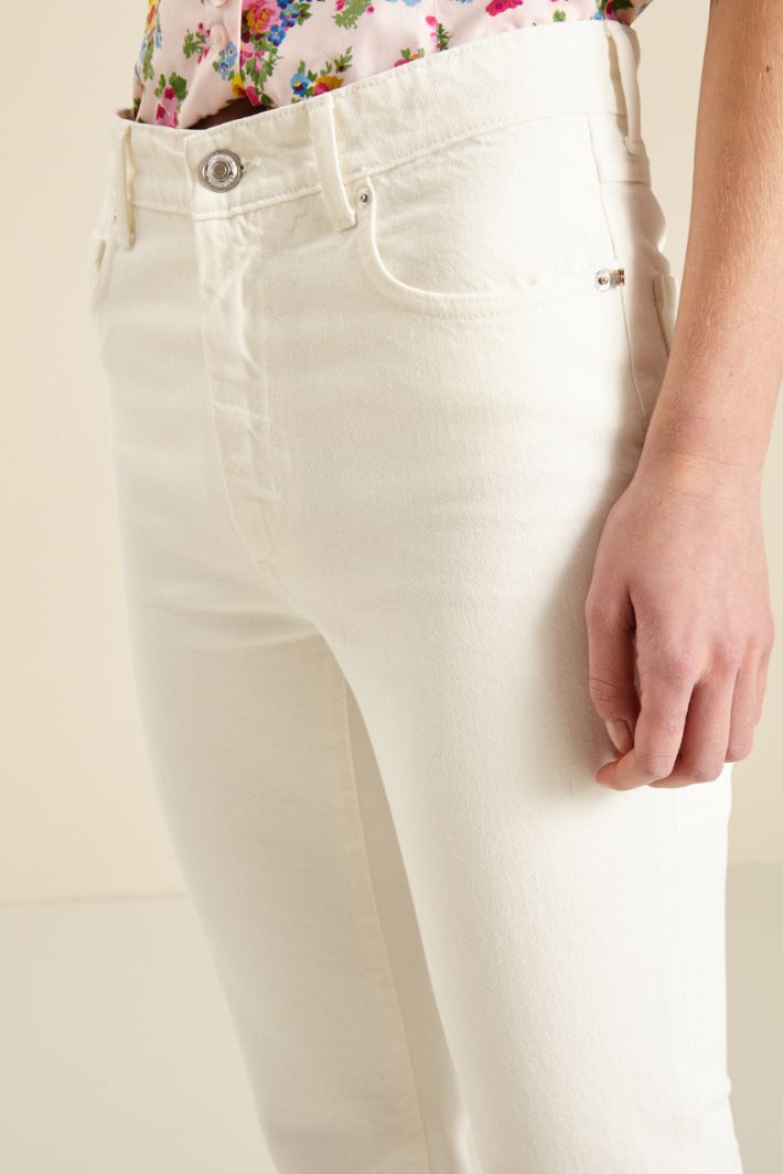 Pantaloni in bull di cotone - BIANCO - Fashion Market - 3