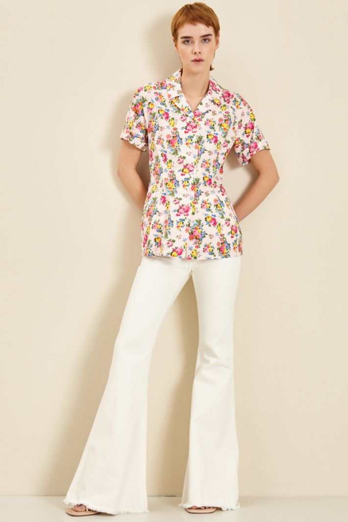 Pantaloni in bull di cotone - BIANCO - Fashion Market