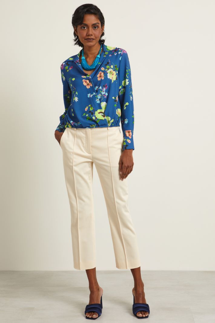 Pantalone con piega cucita - PANNA - Fashion Market