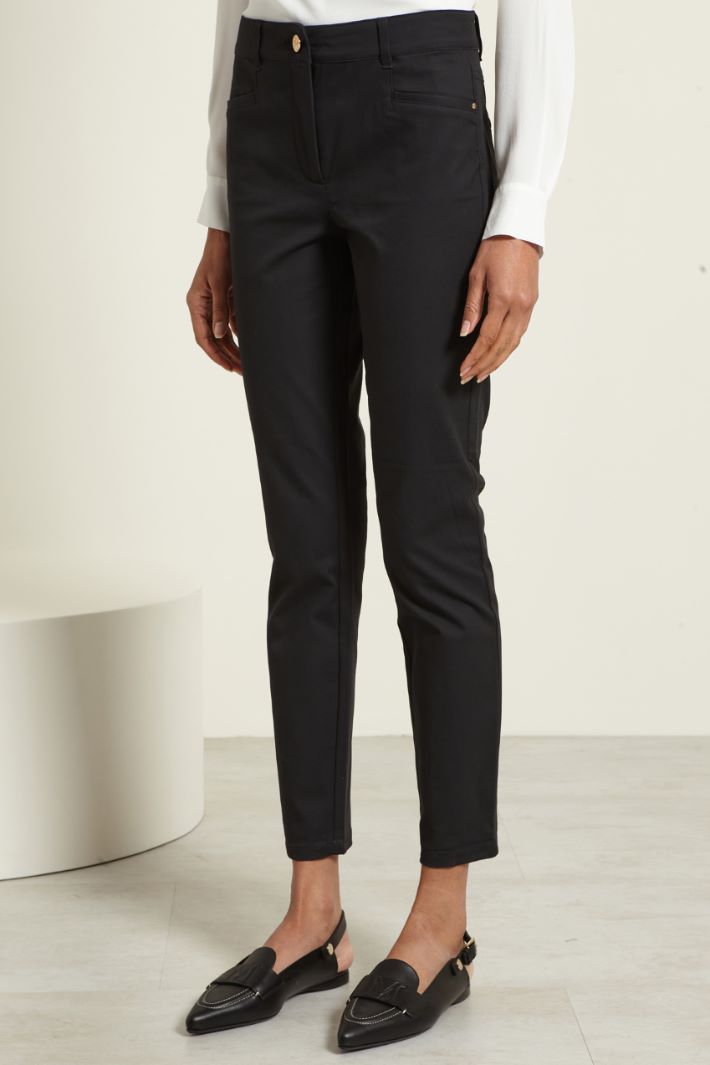 Pantaloni skinny in cotone - NERO - Fashion Market - 2
