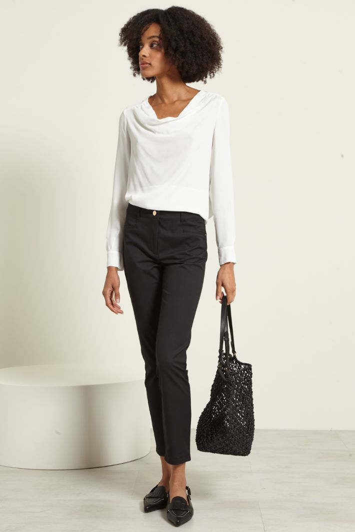Pantaloni skinny in cotone - NERO - Fashion Market