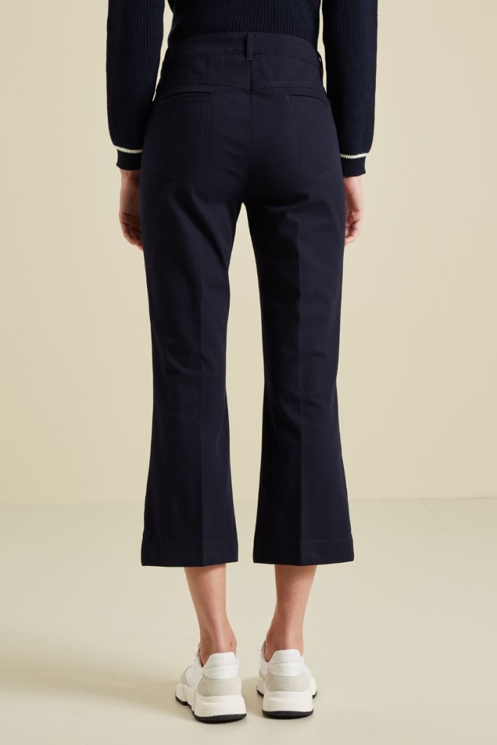 Pantaloni a trombetta in twill - BLU SCURO - Fashion Market - 4