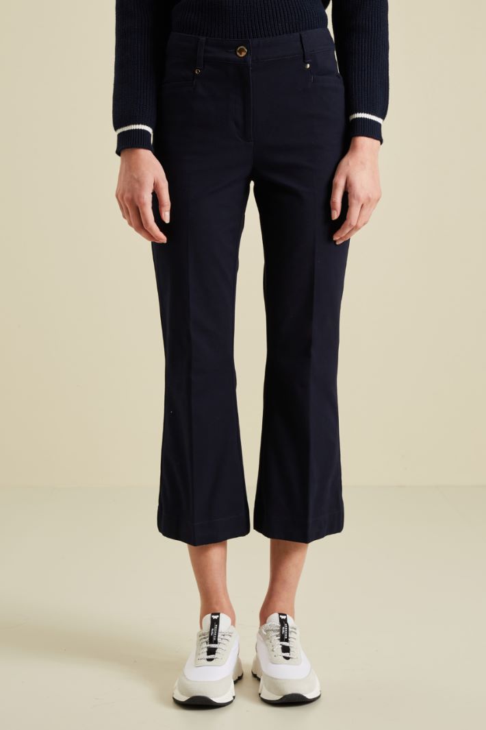 Pantaloni a trombetta in twill - BLU SCURO - Fashion Market - 2