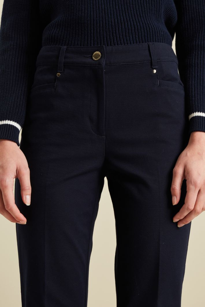 Pantaloni a trombetta in twill - BLU SCURO - Fashion Market - 3