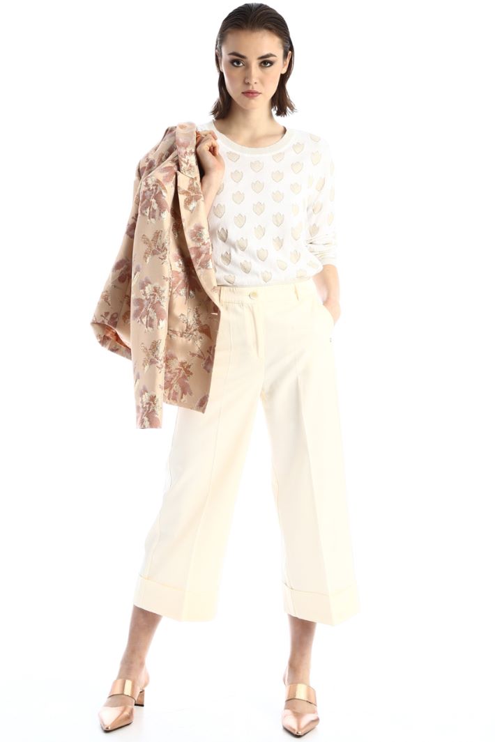 Pantaloni ampi cropped - BIANCO - Fashion Market